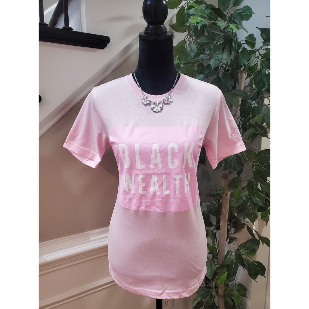Swarthy Mystic Women's Pink Solid 100% Cotton Crew Neck Black Wealth T Shirt Top